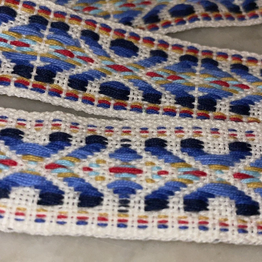 Aztec Jacquard Woven Trim Ribbon | Red Blue Yellow‎ | 33